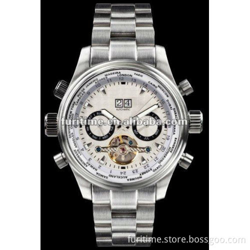 Skeleton stainless steel watch Mens Black Bezel Automatic Watch new style automaitic watch